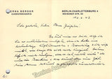 Berger, Erna - Autograph Note Signed