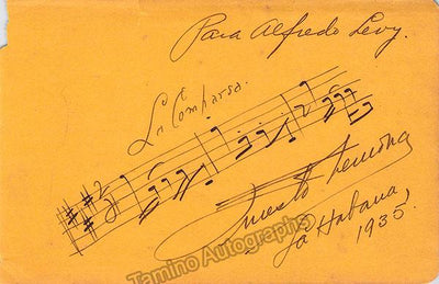 Lecuona, Ernesto - Autograph Music Quote Signed, 1935