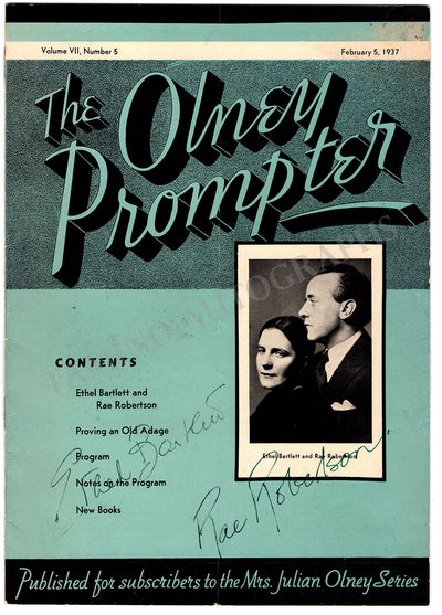 Bartlett, Ethel - Robertson, Rae - Signed Program New York 1937