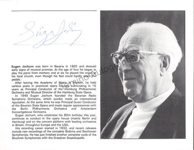 Jochum, Eugen - Signed Program London 1982