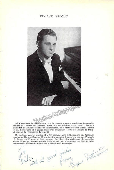 Istomin, Eugene - Signed Program Page