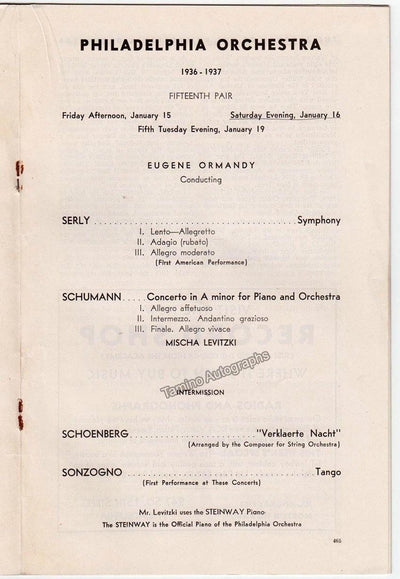 Levitzki, Mischa - Concert Program Philadelphia 1937