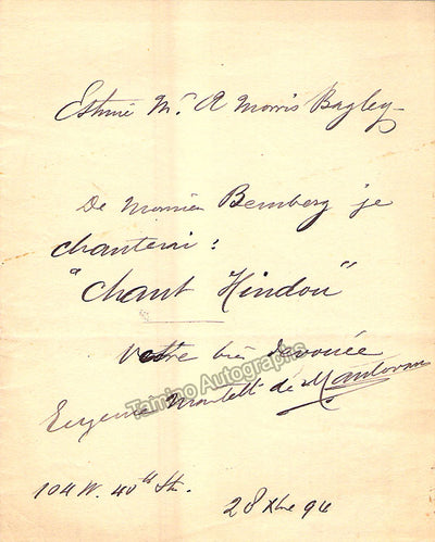 Mantelli, Eugenia - Autograph Note Signed