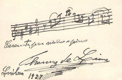 Tomas de Lima, Eurico - Autograph Music Quote Signed 1927
