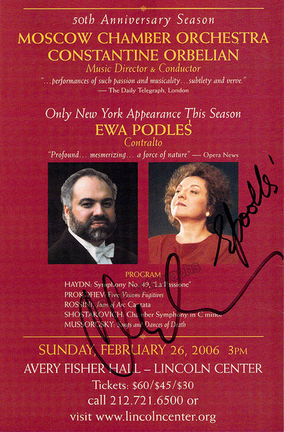 Podles, Ewa - Orbelian, Constantine - Double Signed Concert Playbill 2006