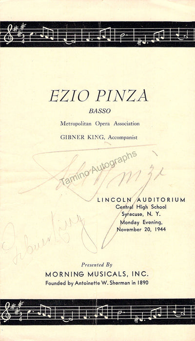 Pinza, Ezio - Signed Program New York 1944