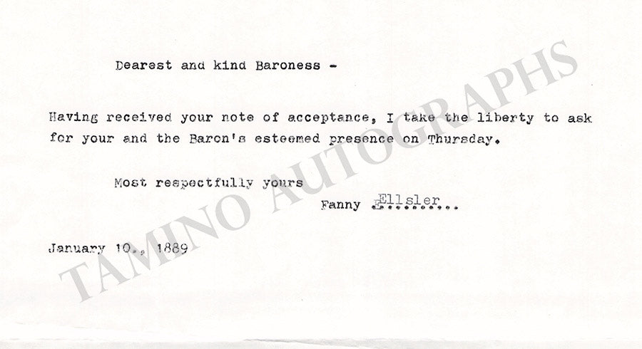 Elssler, Fanny - Autograph Note Signed & Print