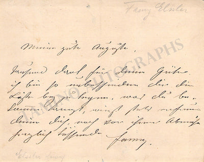 Elssler, Fanny - Autograph Note Signed and Print 1844