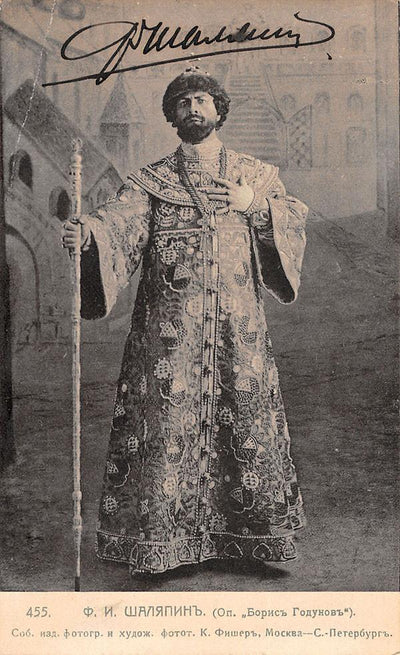 Chaliapin, Fedor - Signed Photo Postcard in Boris Godunov