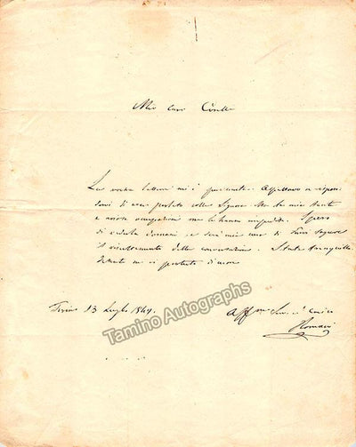 Romani, Felice - Autograph Letter Signed 1849