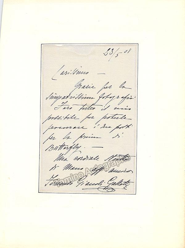 Gianoli Galletti, Fernando - Autograph Note Signed 1908