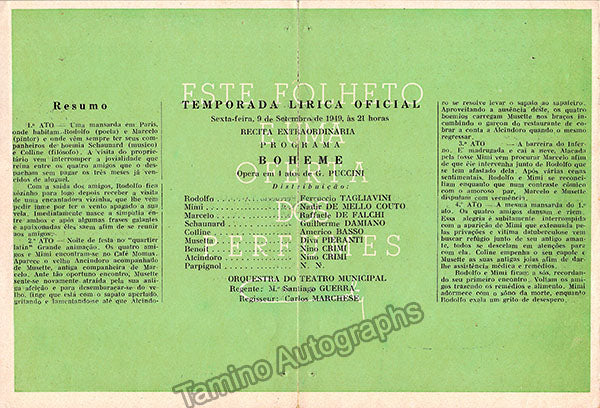 Tagliavini, Ferruccio - Basso, Americo - Pieranti, Diva - De Flachi, Raffaele - Program with Multiple Signatures