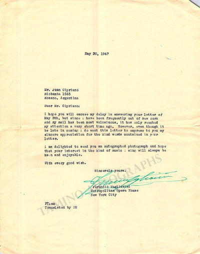 Tagliavini, Ferruccio - Typed Letter Signed