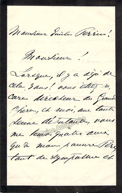 DeVries, Fides - Autograph Letter Signed 1872