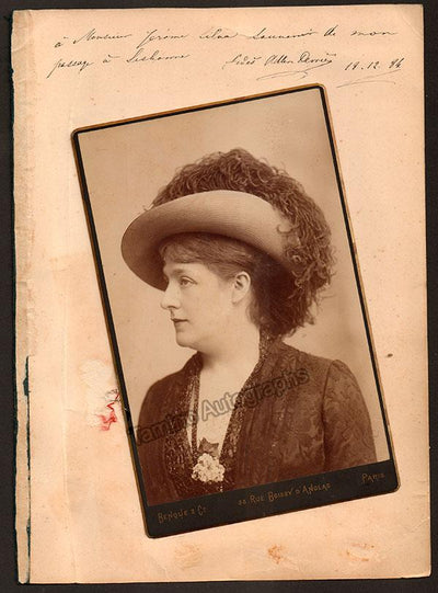 Devries, Fides - Signed Album Page with Cabinet Photo 1884