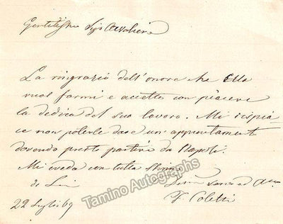 Coletti, Filippo - Autograph Note Signed