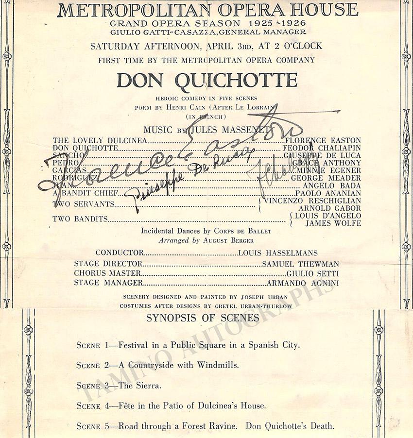 EASTON, Florence  - De LUCA, Giuseppe - CHALIAPIN, Fedor