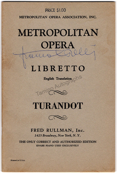 Corelli, Franco - Signed Turandot Libretto