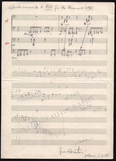 Donatoni, Franco - Autograph Music Quote Signed