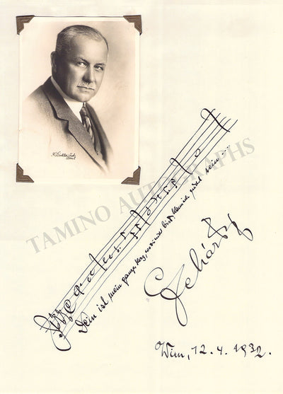 Lehar, Franz - Autograph Music Quote Signed 1932 & Photo
