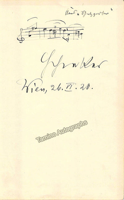 Schreker, Franz - Autograph Music Quote Signed 1920