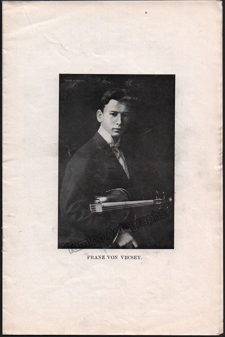 Vecsey, Franz von - Concert Program Amsterdam 1910 - Tamino