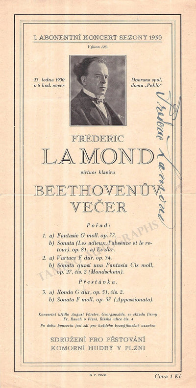 Lamond, Frederic - Signed Playbill 1930