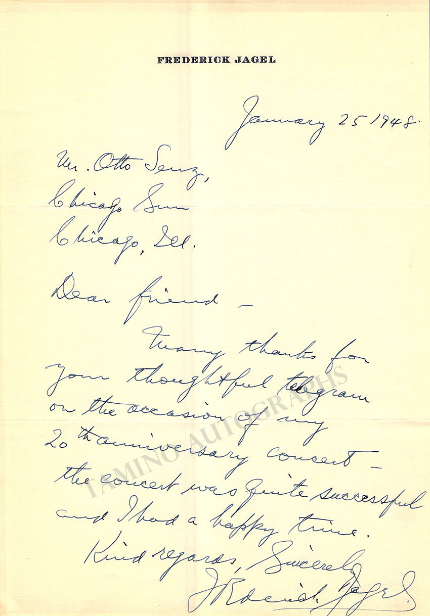 Jagel, Frederick - Autograph Note Signed – Tamino