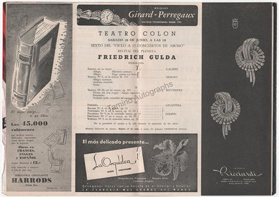 Gulda, Friedrich - Concert Program Buenos Aires 1952