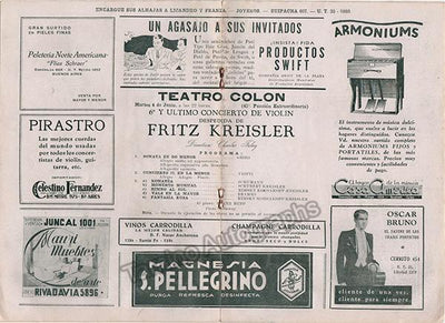 Kreisler, Fritz - Teatro Colon Program 1935 (b)