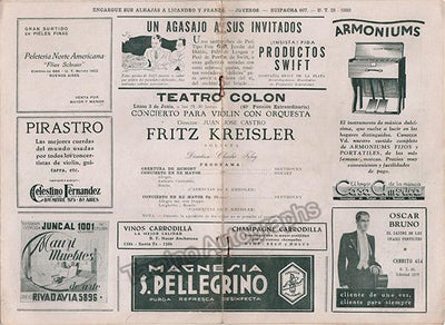 Kreisler, Fritz - Program Teatro Colon 1935
