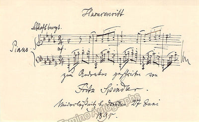 Spindler, Fritz - Autograph Music Quote Signed 1892