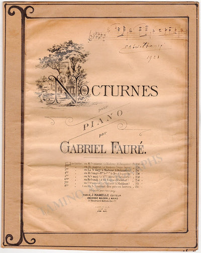 Faure, Gabriel - Autograph Music Quote Signed 1921