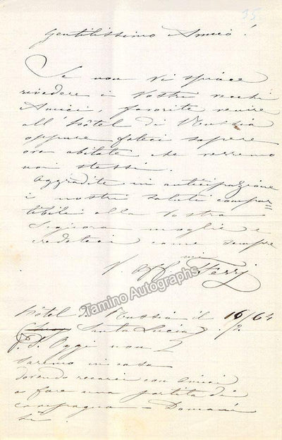 Ferri, Gaetano - Autograph Letter Signed
