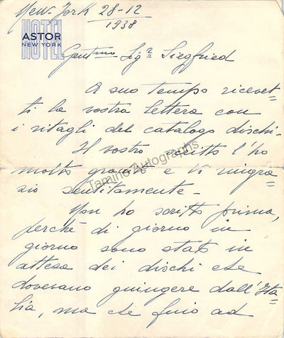 Masini, Galliano - Autograph Letter Signed 1938 + Card