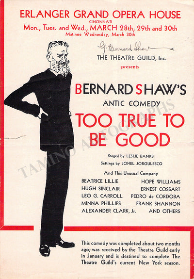 Shaw, George Bernard - Signed Playbill