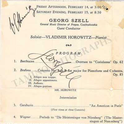 Horowitz, Vladimir - Szell, George - Double Signed Program Clip