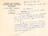 Auric, Georges - Autograph Letter Signed 1957
