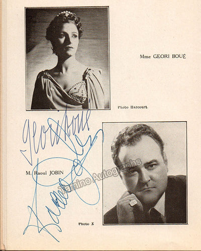 Boue, Geori - Jobin, Raoul - Double Signed Program