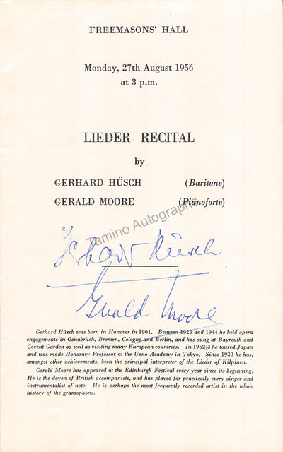 Husch, Gerhard - Moore, Gerald - Double Signed Program Edinburgh 1956