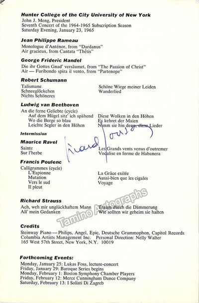 Souzay, Gerard - Signed Program New York 1965