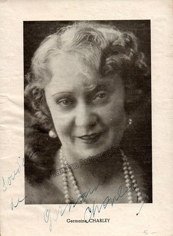 Charley, Germaine - Signed Half-Tone Photo