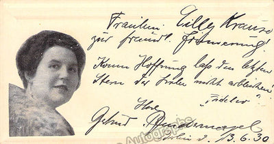 Bindernagel, Gertrud - Signed Card 1930