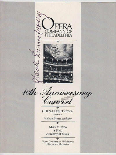 Dimitrova, Ghena - Signed Program Philadelphia 1986
