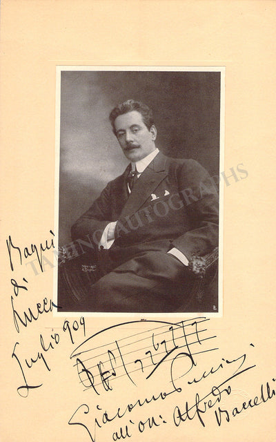 Puccini, Giacomo - Signed Photograph with Autograph Music Quote