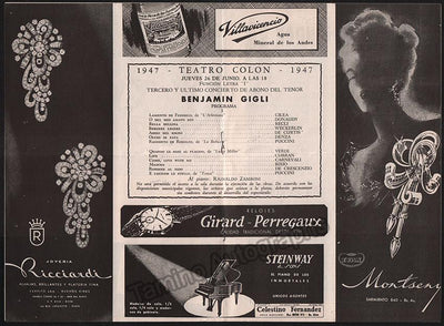 Gigli, Beniamino - Concert Program T. Colon 1947