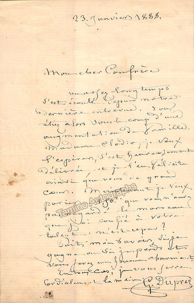 Duprez, Gilbert - Autograph Letter Signed 1888