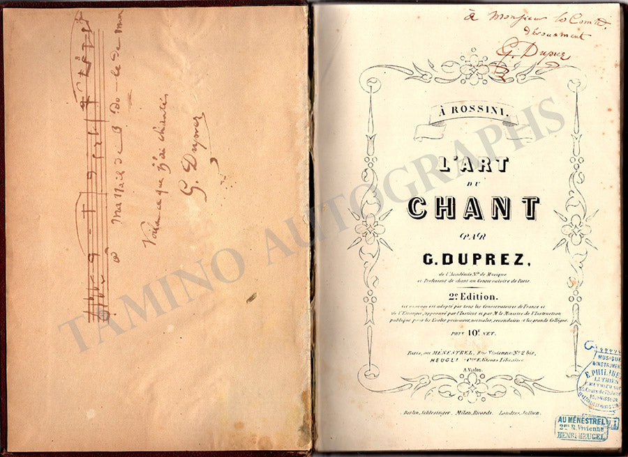 Duprez, Gilbert - Signed Book "L'Art du Chant"