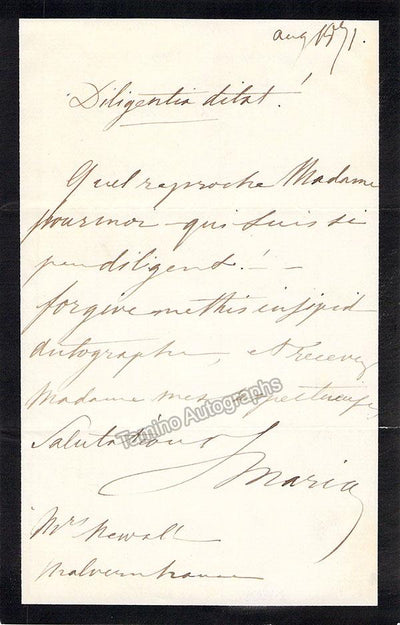 Mario, Giovanni - Autograph Note Signed 1871