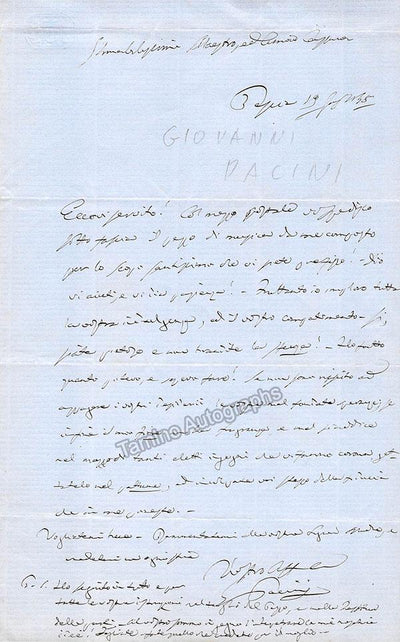 Pacini, Giovanni - Autograph Letter Signed 1838